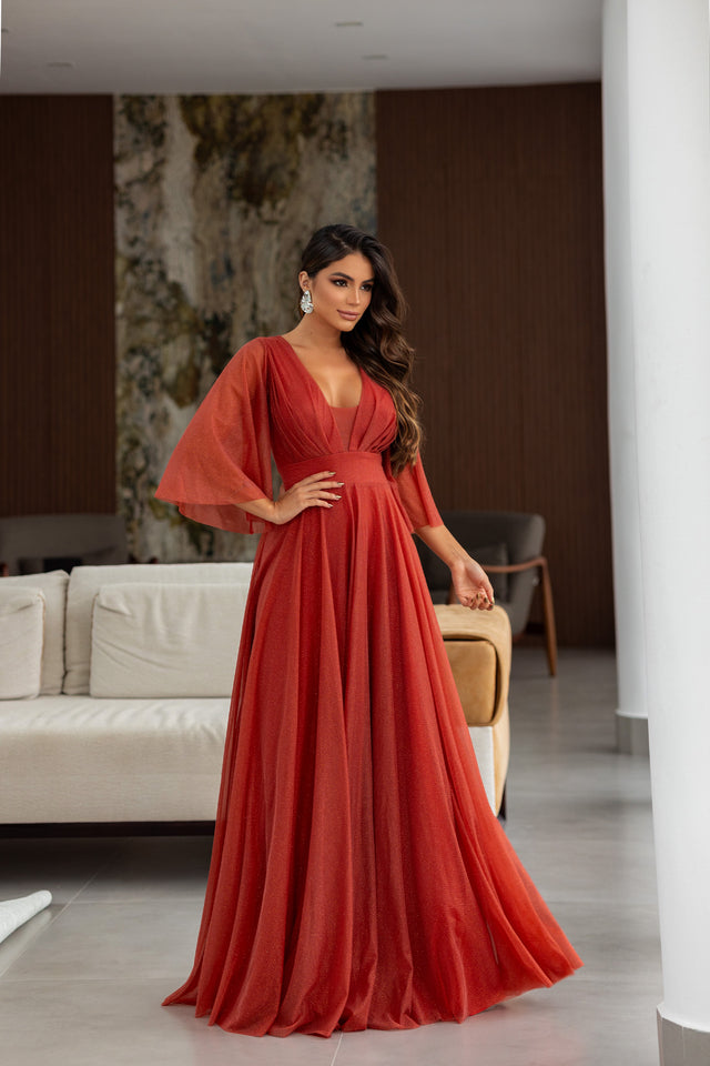 Vestido de tule brilho Ref 109