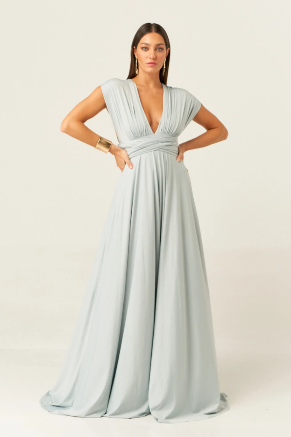 Vestido Longo Milformas Cinza