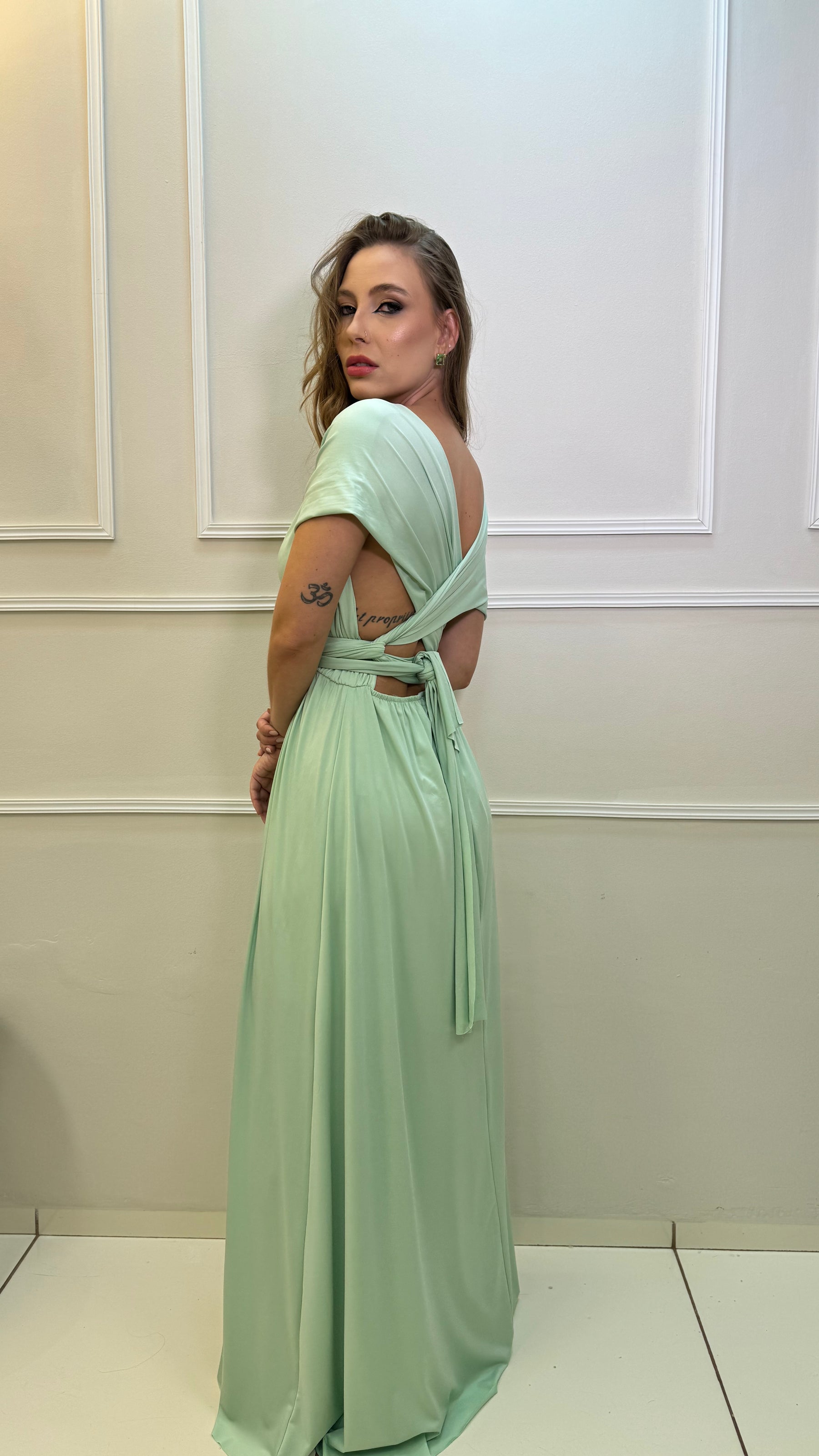 Vestido Longo Verde Oliva