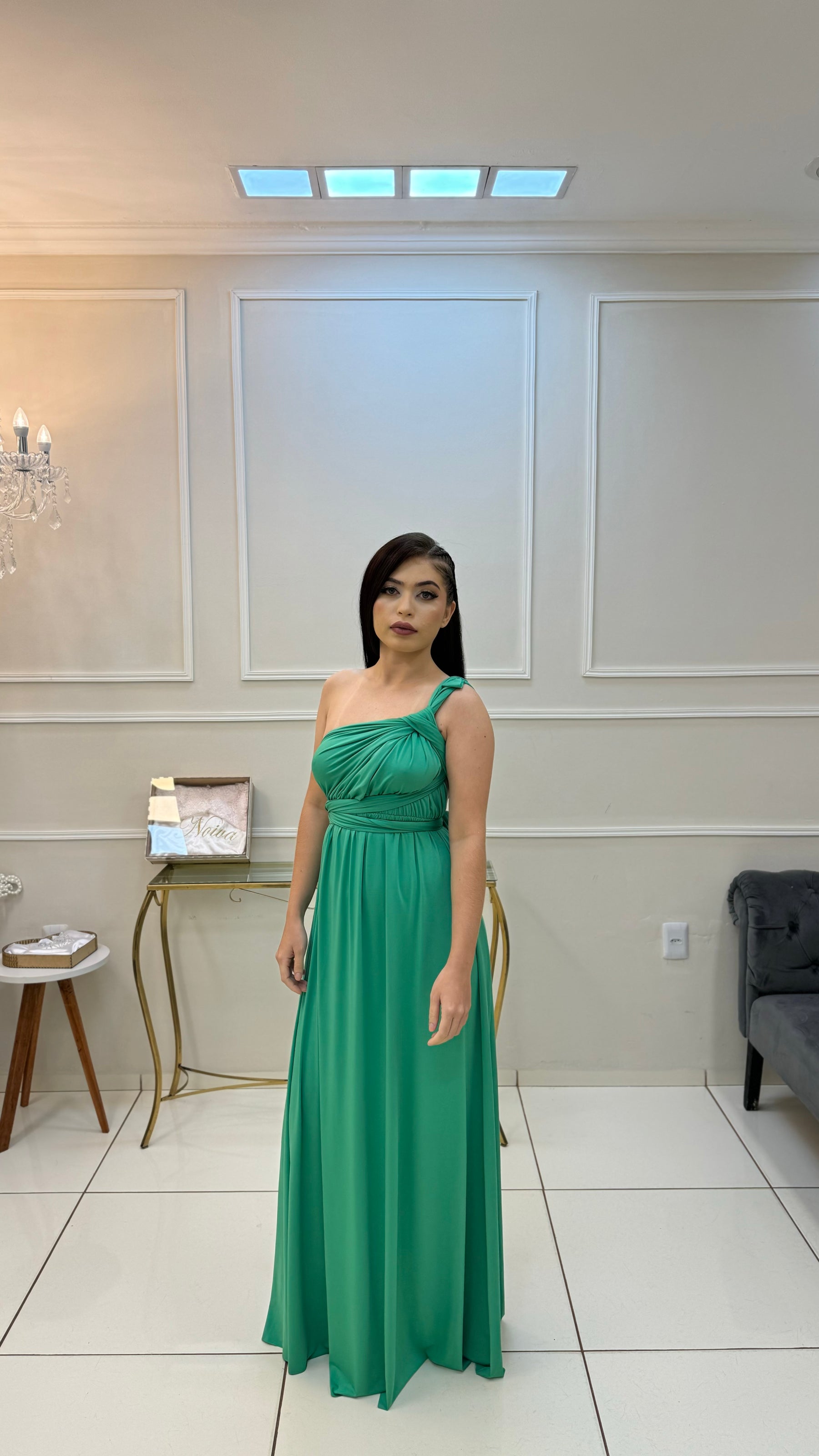Vestido Longo Verde Agua