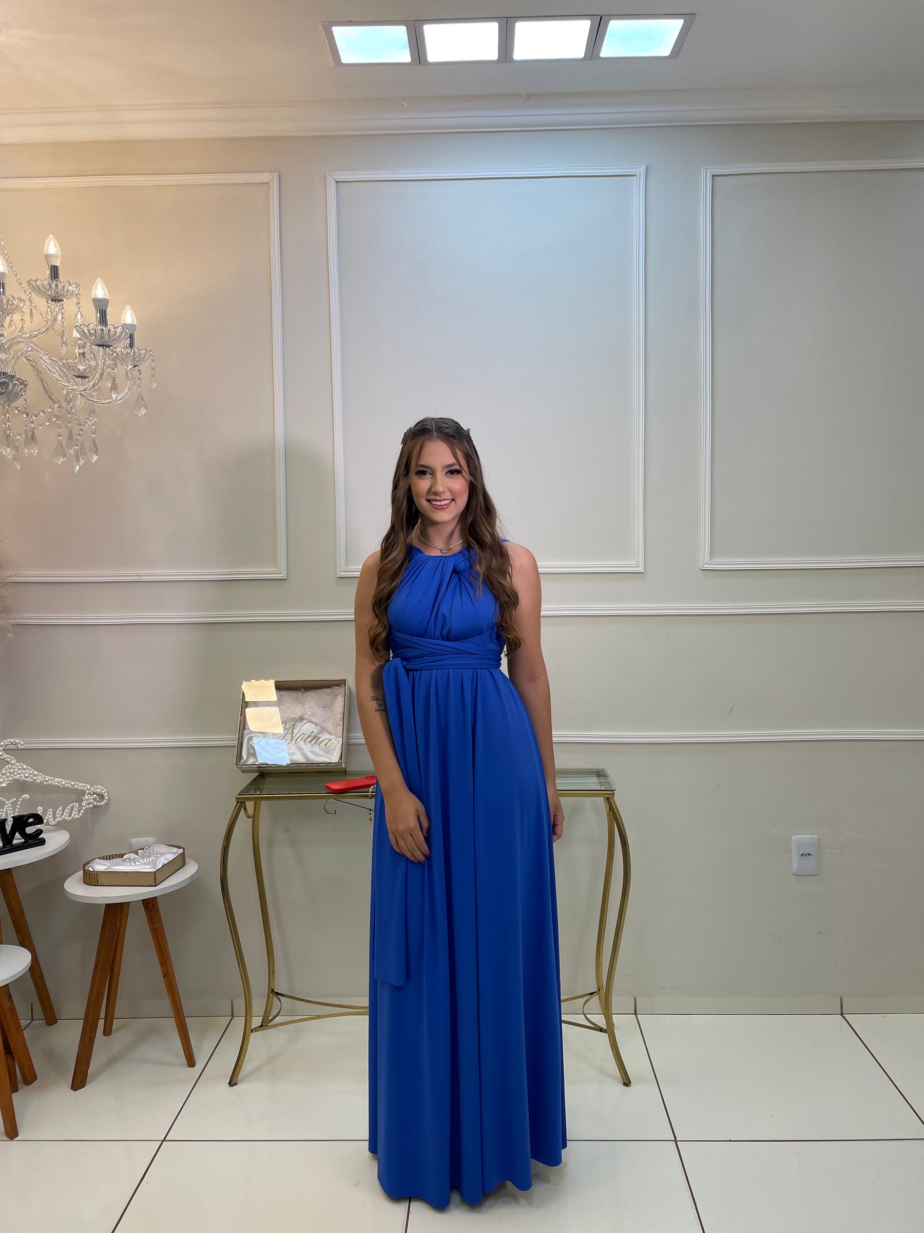 Vestido Longo Azul Bic