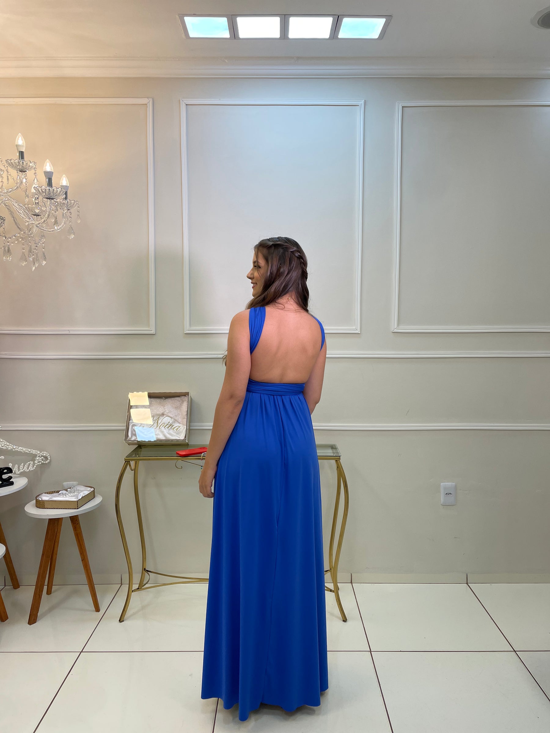Vestido Longo Azul Bic