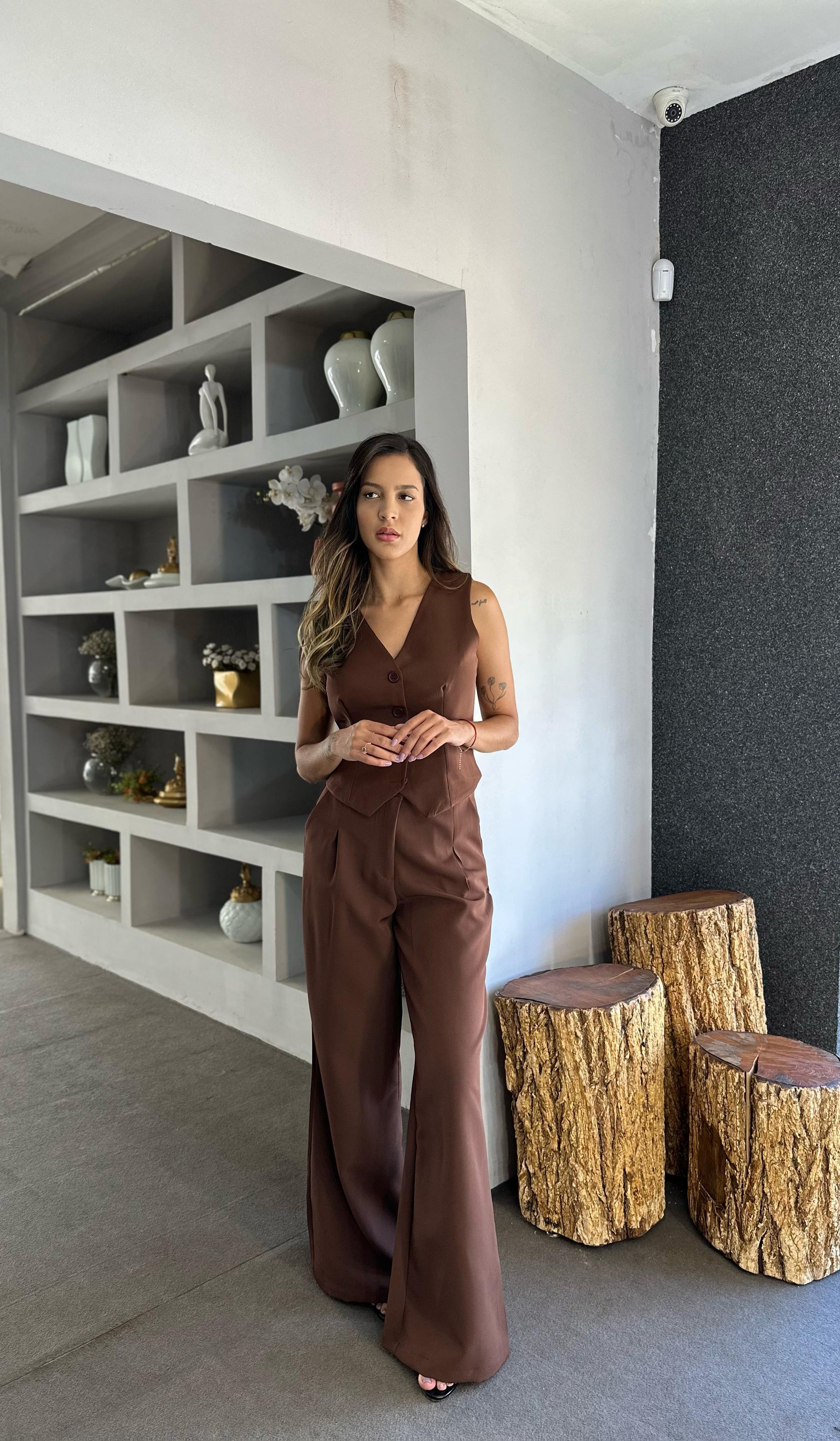 Conjunto alfaiataria Twil Marrom V165