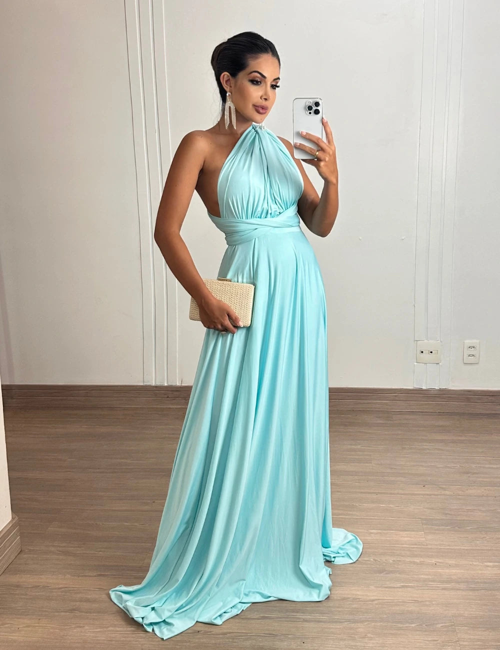 Vestido Longo Milformas Verde Água