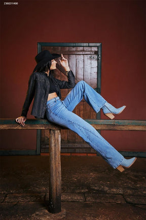 Camisa jeans black feminina básica vintage - Ana Castela