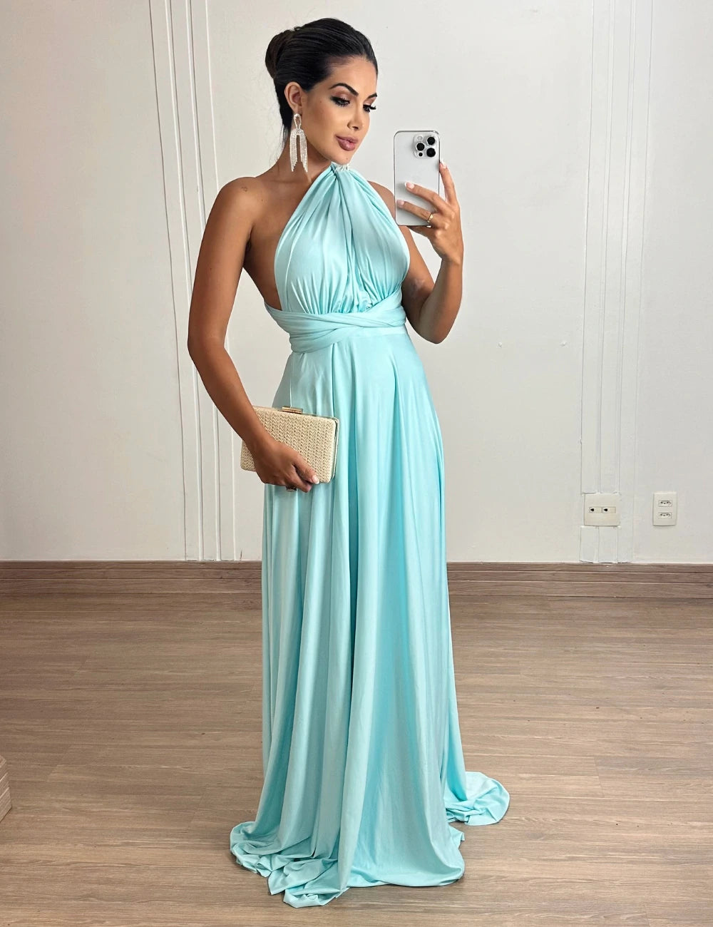 Vestido Longo Milformas Verde Água