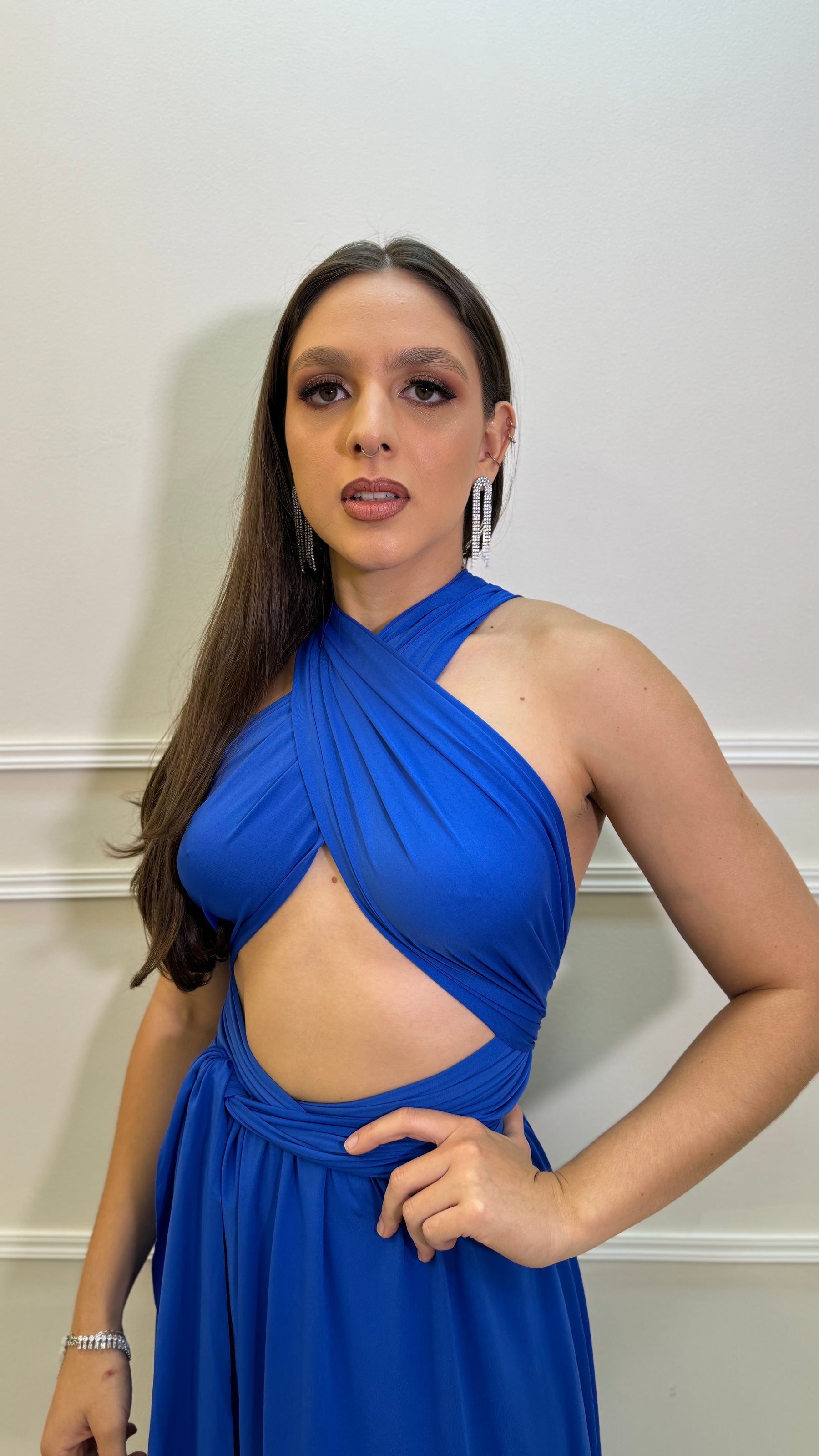 Vestido Longo Azul Bic