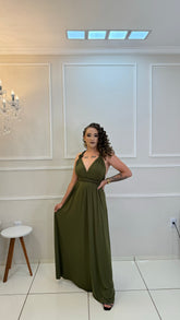 Vestido Longo Verde Musgo