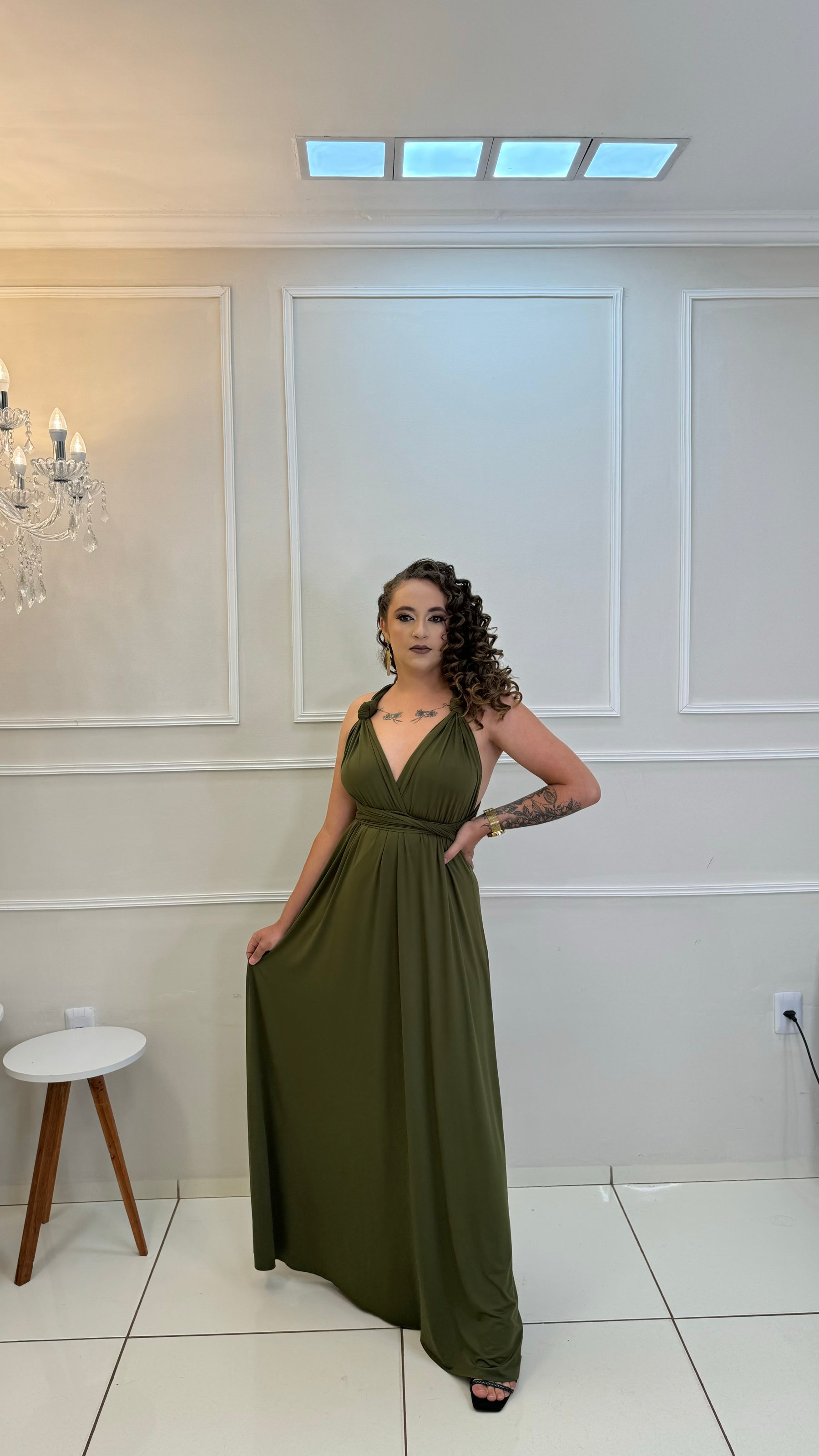 Vestido Longo Verde Musgo