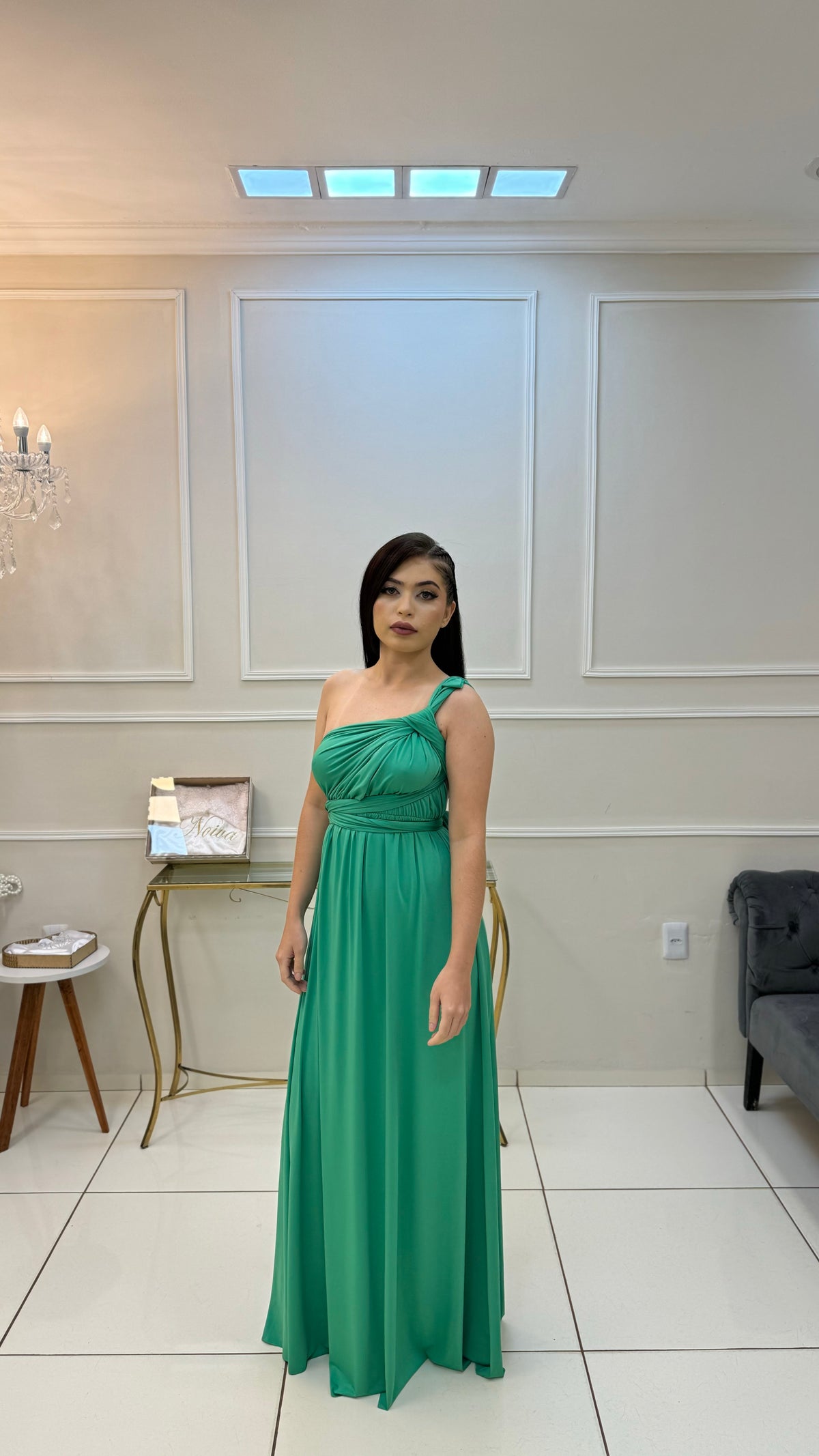 Vestido Longo Verde Agua
