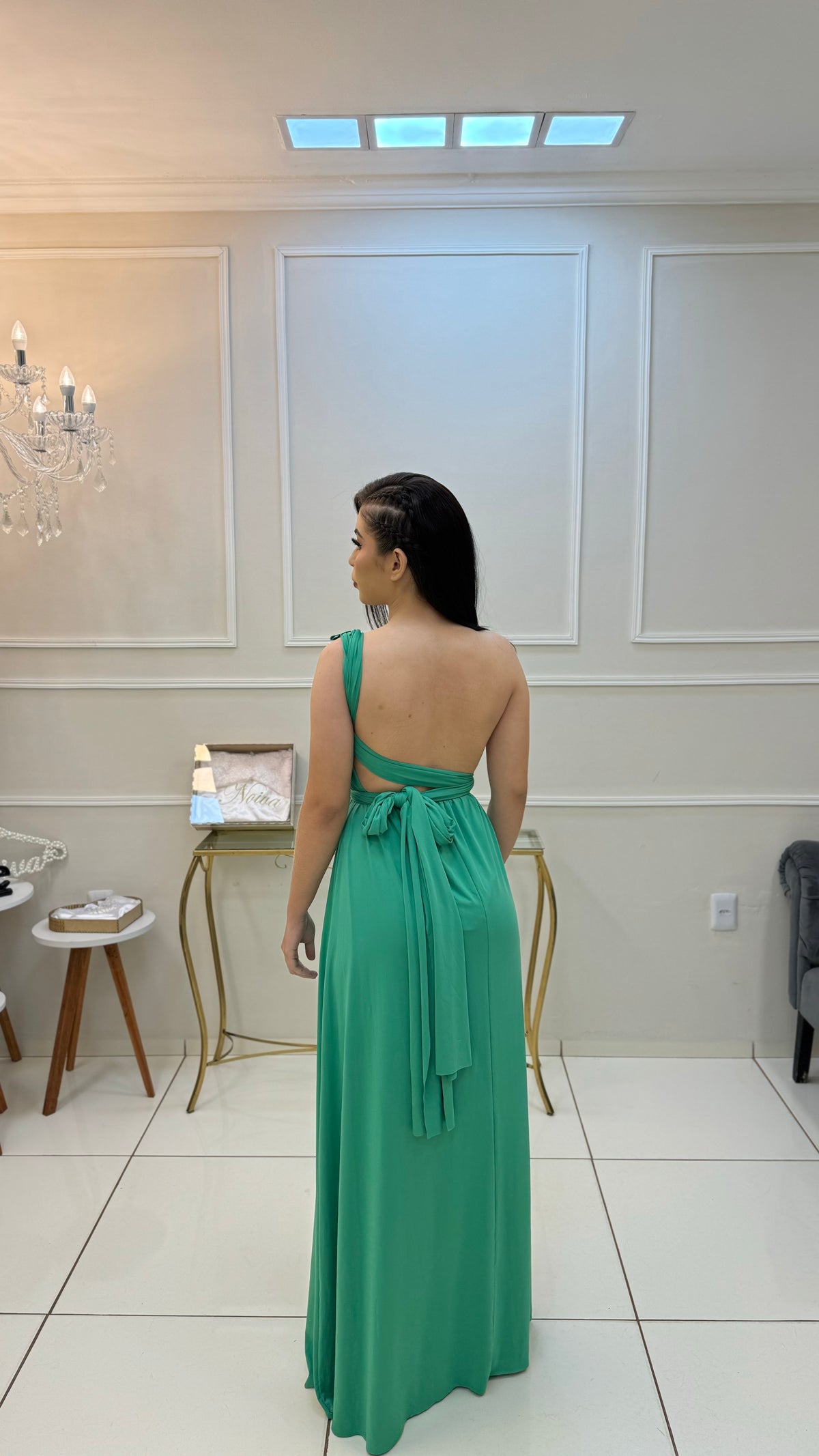 Vestido Longo Verde Agua