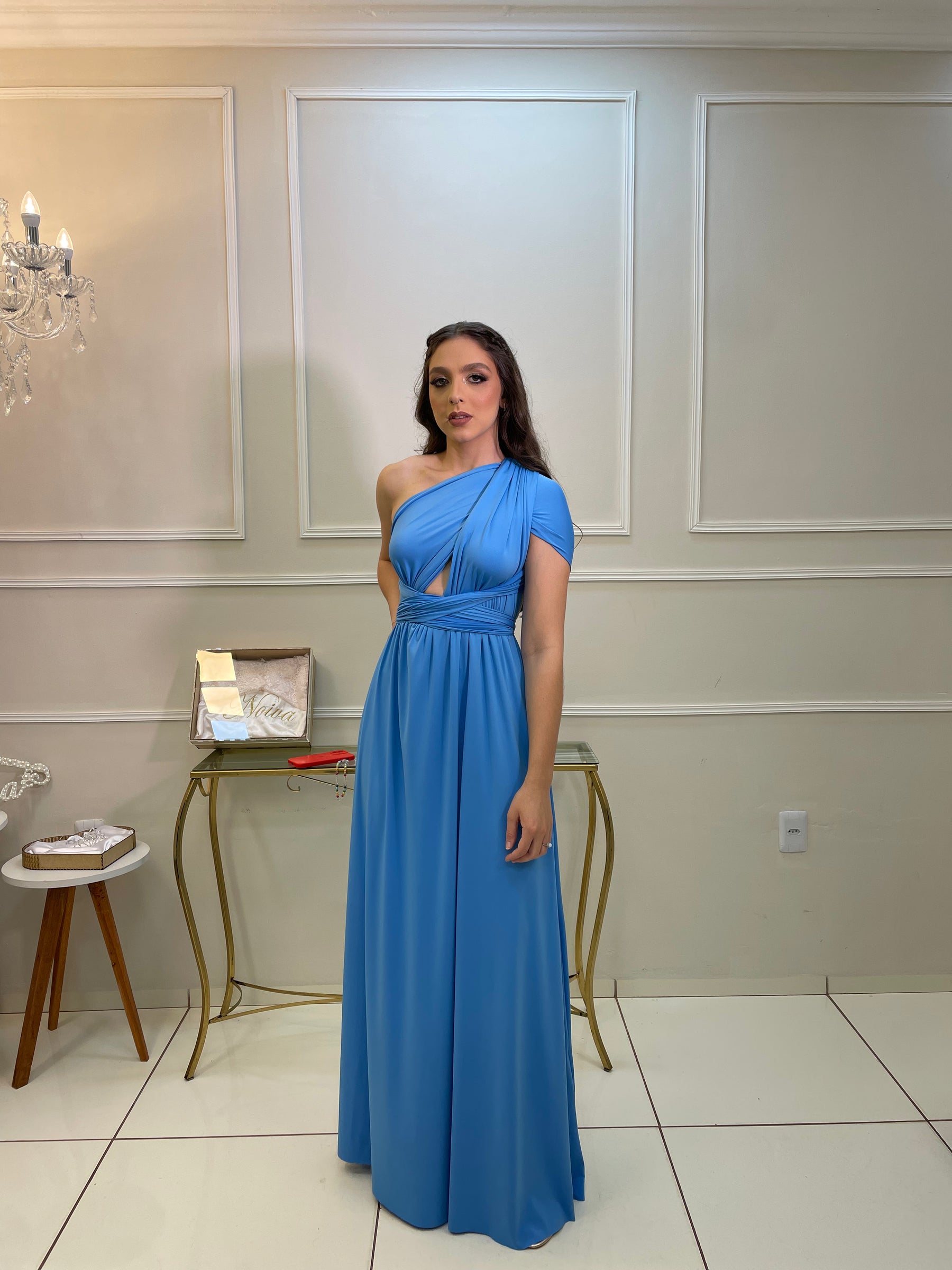 Vestido Longo Azul Claro