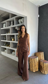 Conjunto alfaiataria Twil Marrom V165