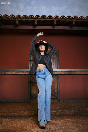 Camisa jeans black feminina básica vintage - Ana Castela